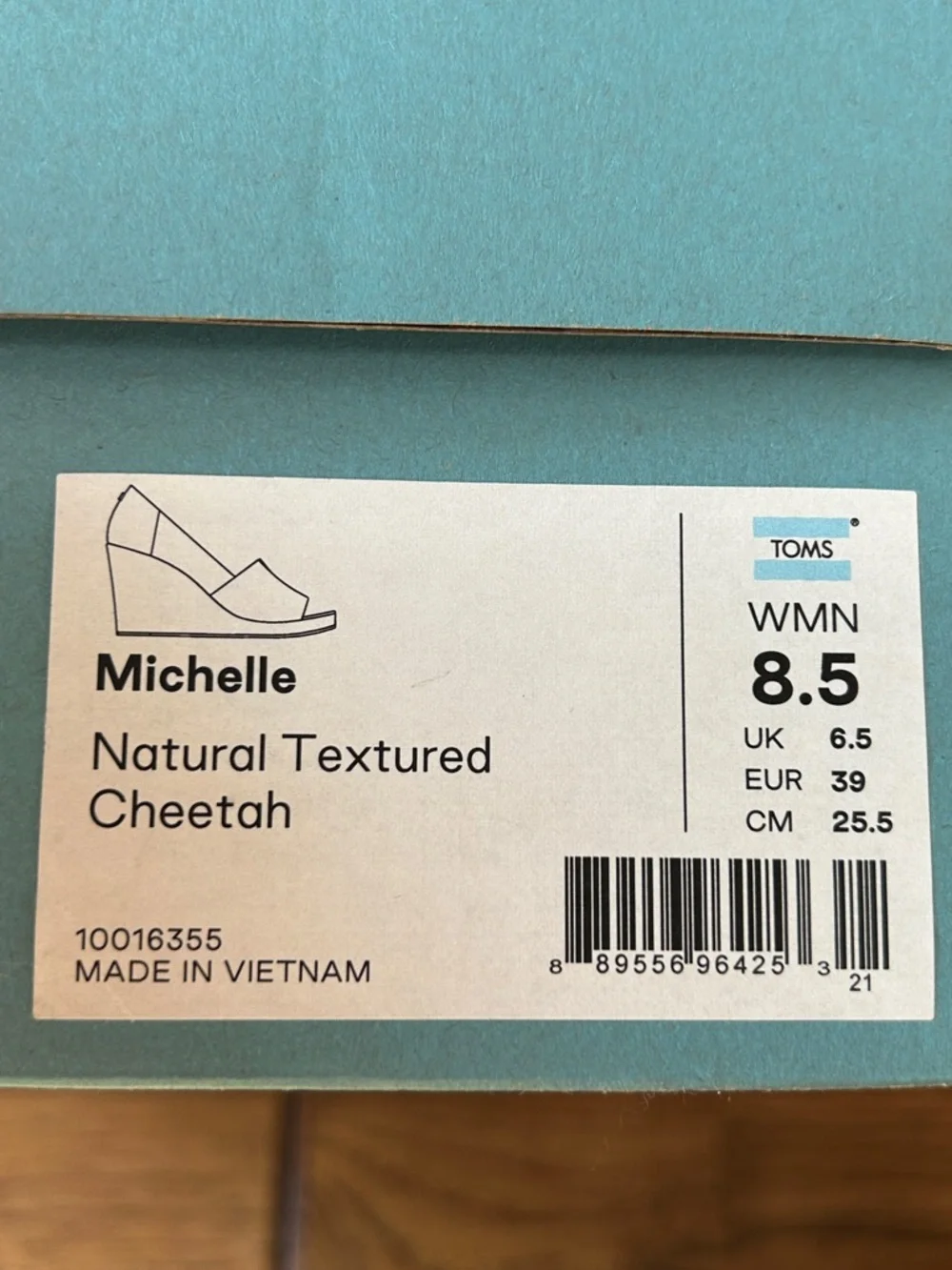 Toms Michelle Espadrille Wedge Heel Sandals Natural Textured Cheetah 8.5 New